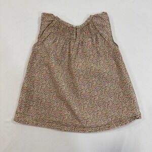 Peek Little Peanut Smocked Floral Top Baby Girl 6-12M Cream Ditsy Cottagecore